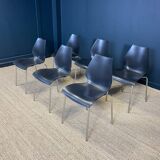Set of 6 black dining room chairs from the 2000s