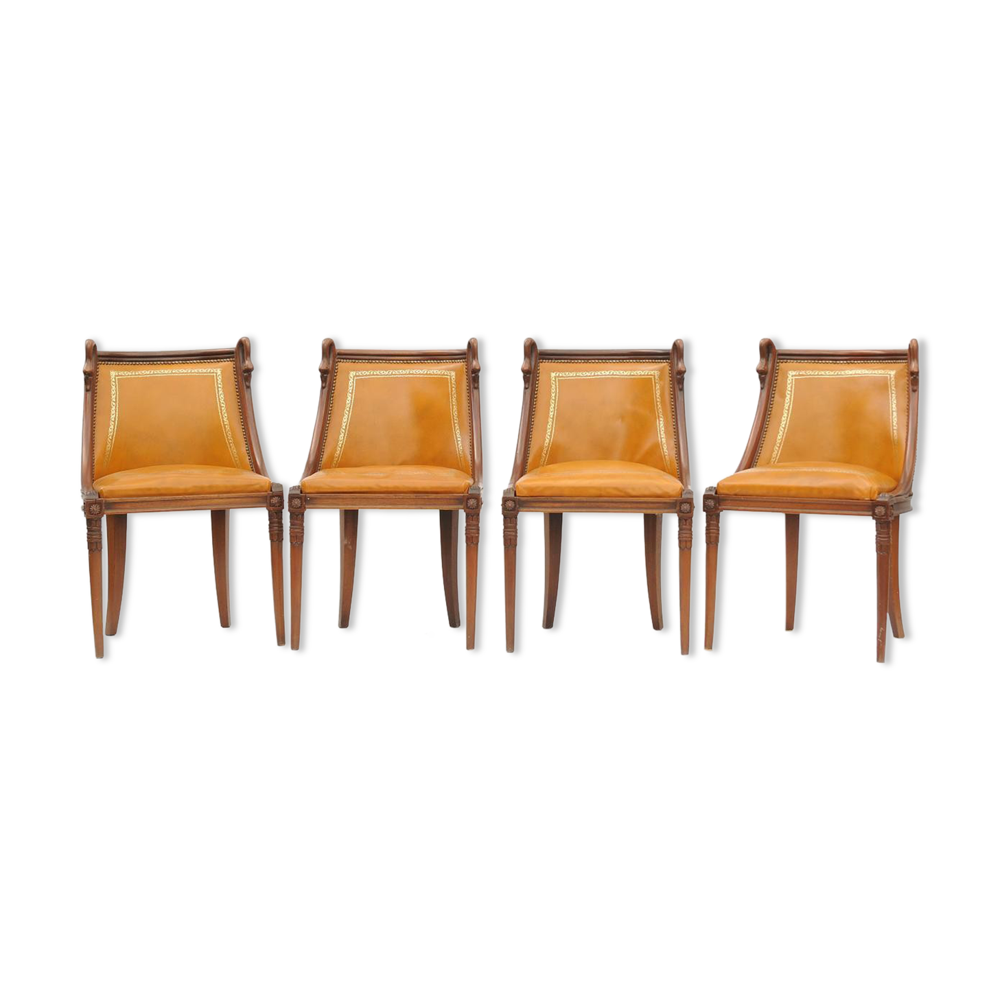 Series of 4 swan neck chairs