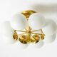 1960s Space Age brass ceiling lamp with 8 glass balls by Kaiser Leuchten