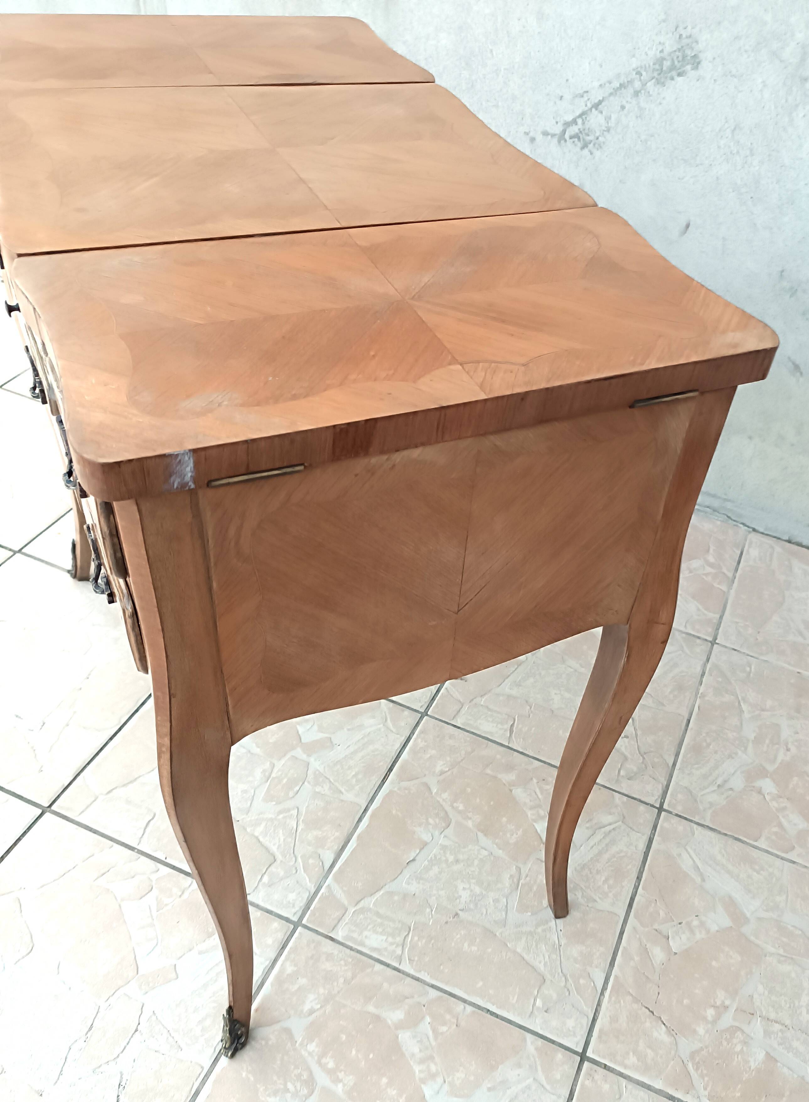 Louis XV style walnut veneer sewing table