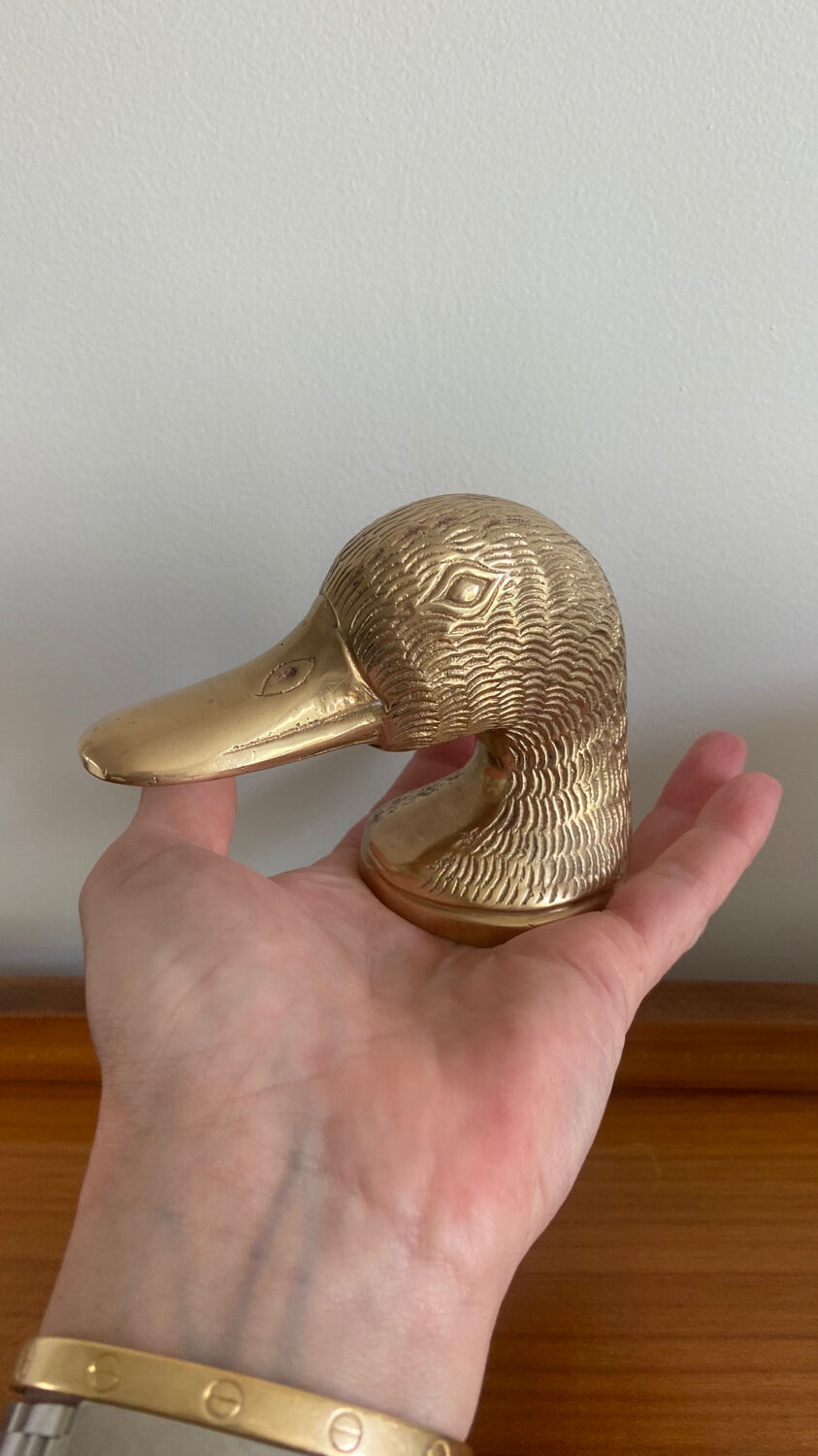Vintage brass bottle opener duck head