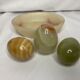 Series of three onyx eggs and XXth cup