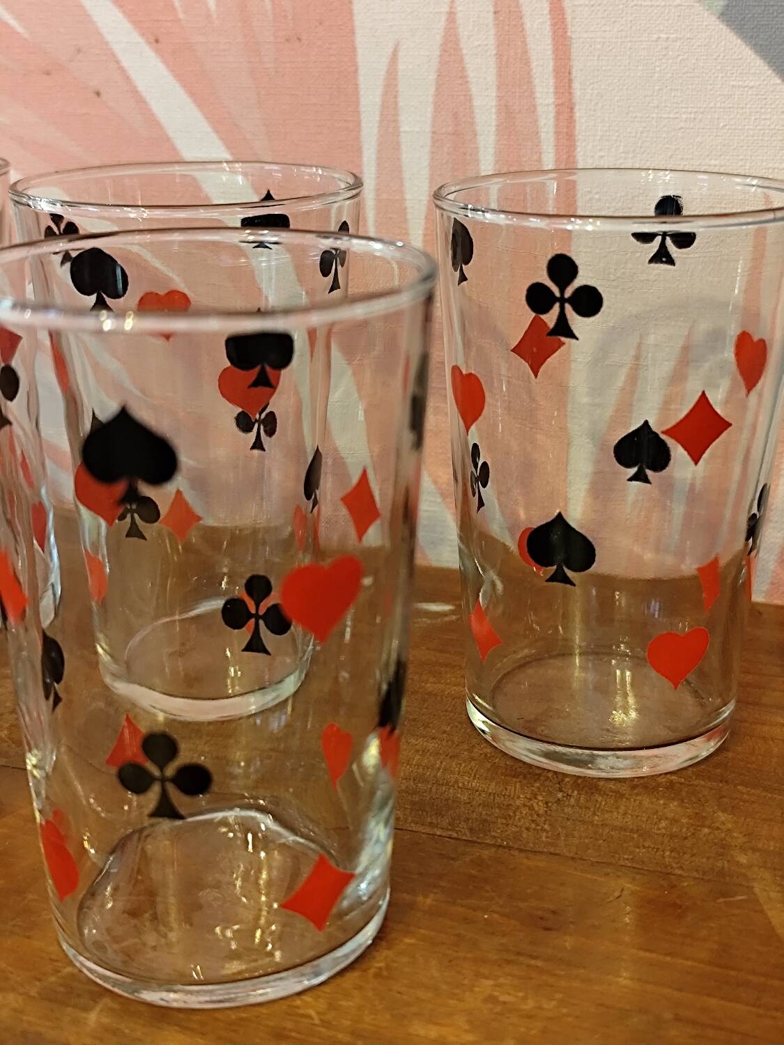 9 playing card style water glasses