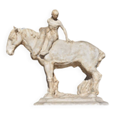 François Antoine Roume, Homme chevauchant un cheval de labour, vers 1935