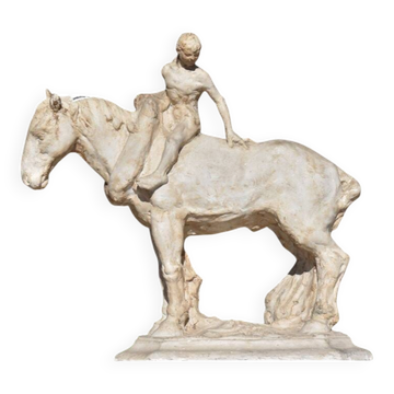 François Antoine Roume, Homme chevauchant un cheval de labour, vers 1935