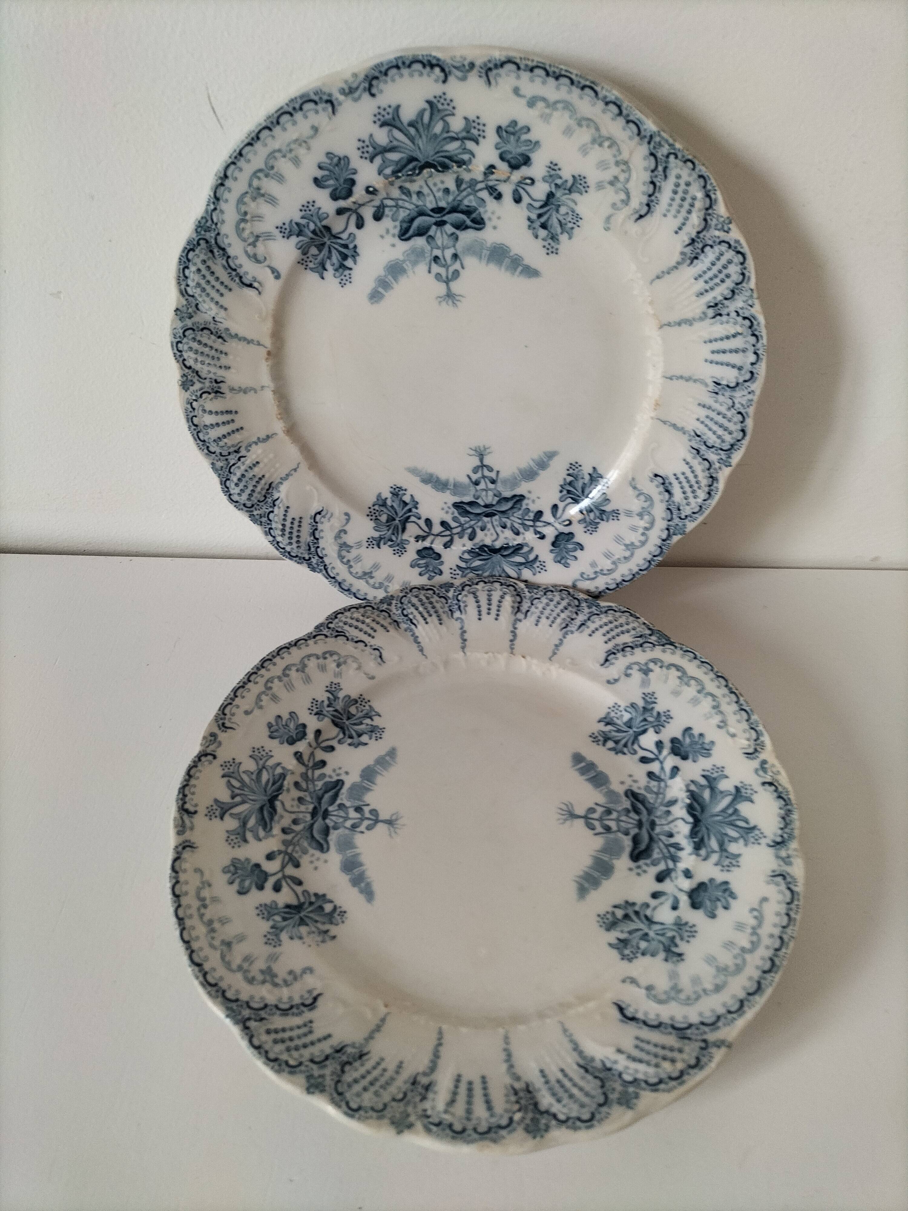 Two ironstone plates Saint-Amand Regency model