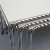 1970s nesting tables in white and chrome