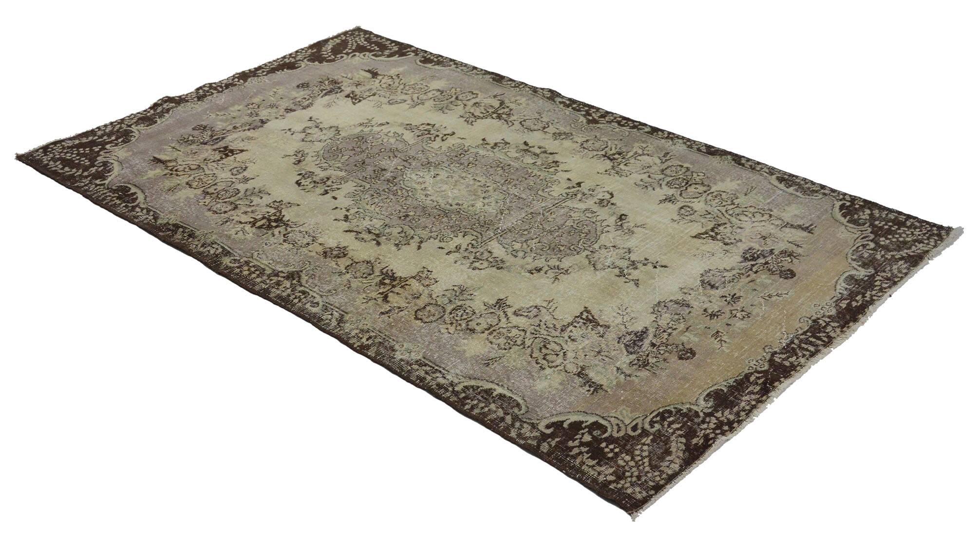 One-of-a-kind turkish handwoven vintage rug - rustic vintage charm 282x 164