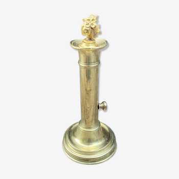 Brass candle holder with pusher and cap