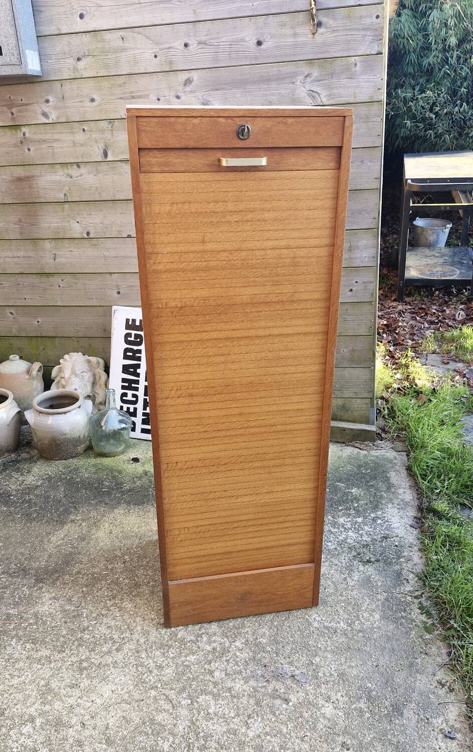 Filing cabinet with curtains