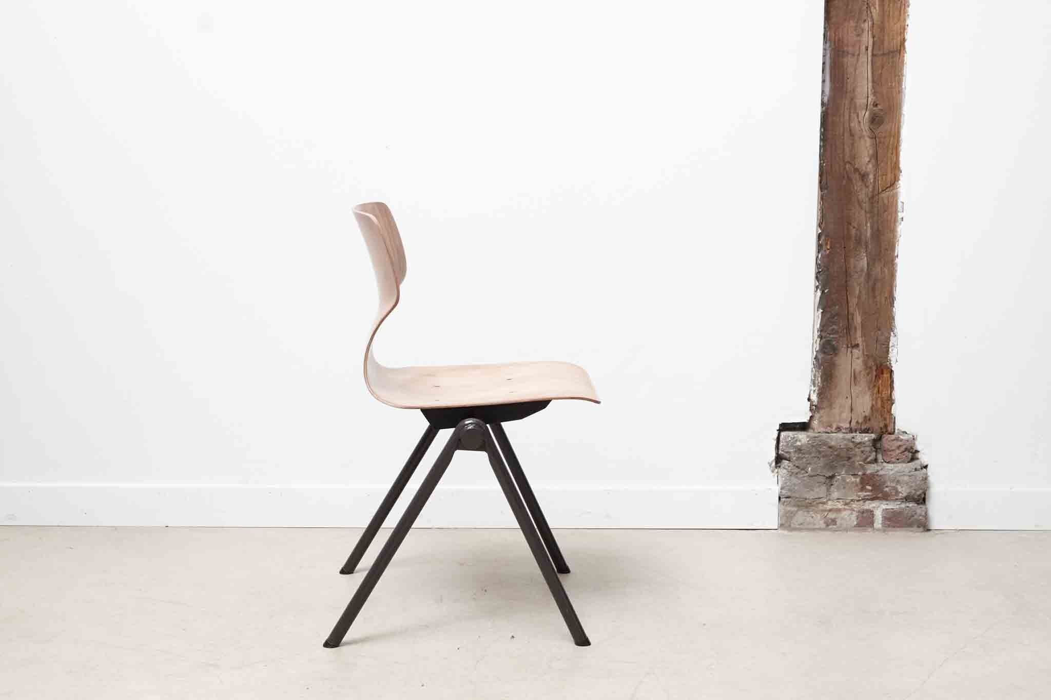 Vintage stackable chair Galvanitas S30 arched beech grey