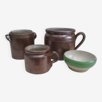 Set of glazed stoneware pots