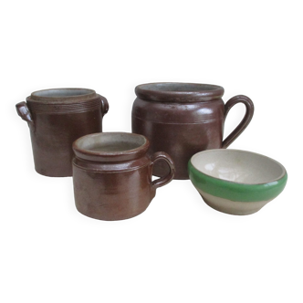 Set of glazed stoneware pots
