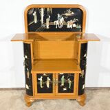 Asian Liquor Cabinet in Lacquered Wood, China – 1950