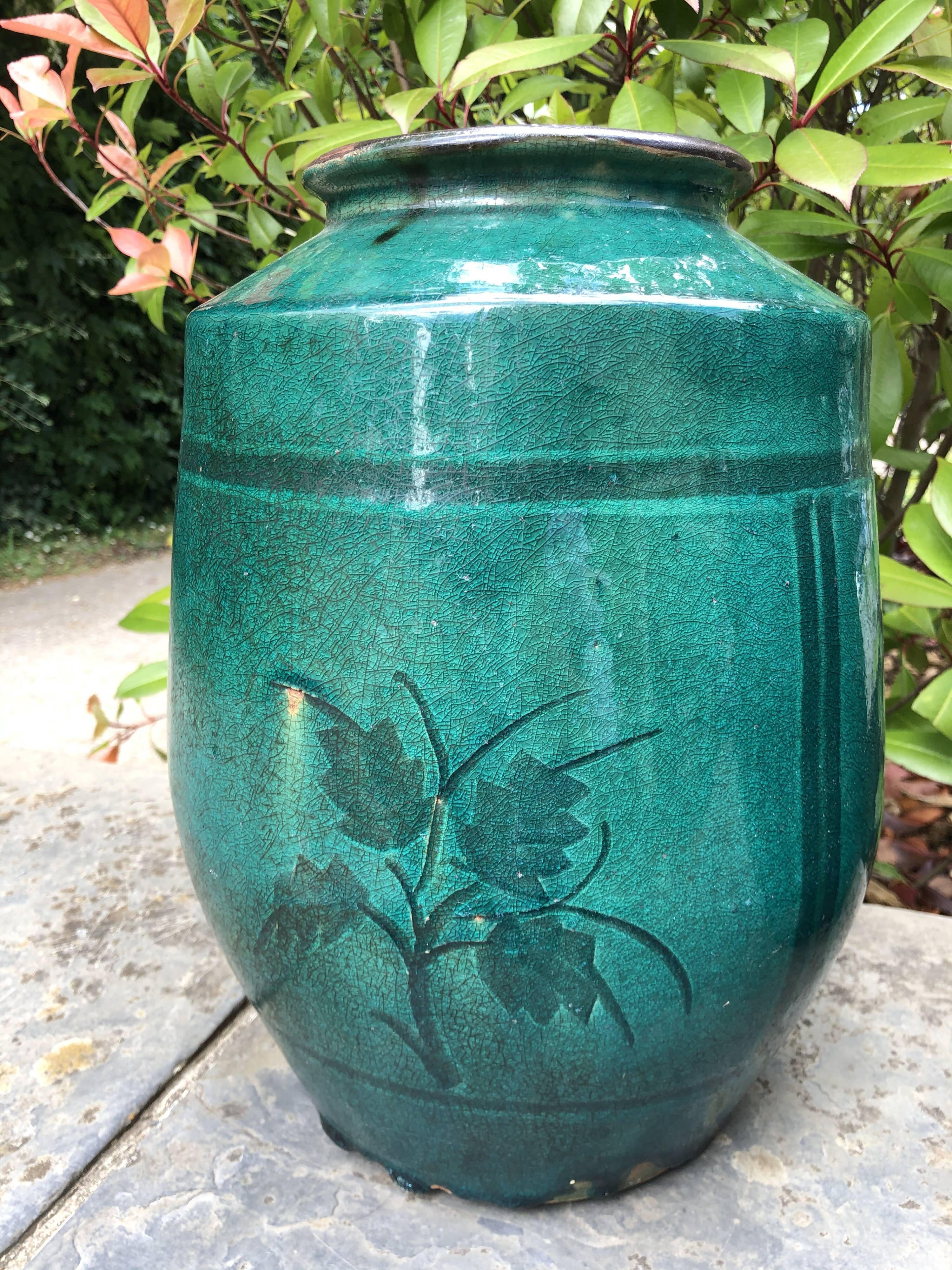 Pair of Japanese enameled stoneware vases