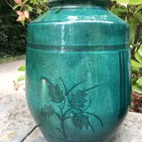 Pair of Japanese enameled stoneware vases