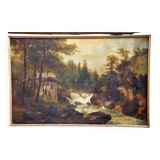 Oil on canvas, mountain landscape, mid-19th century