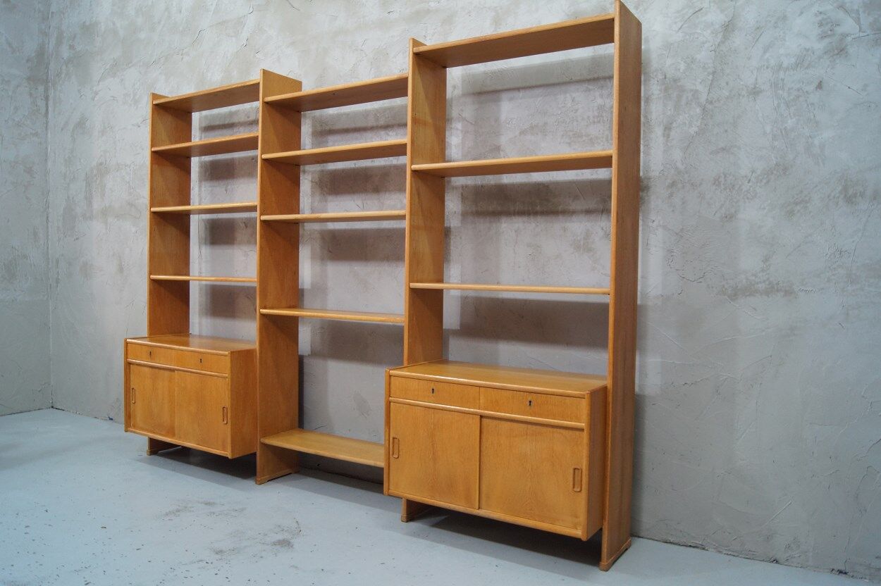 Scandinavian oak modular wall unit, 1960s