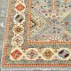Modern Hand-Knotted Wool Area Rug for Living Room, Blue Geometric Medallion Design Carpet