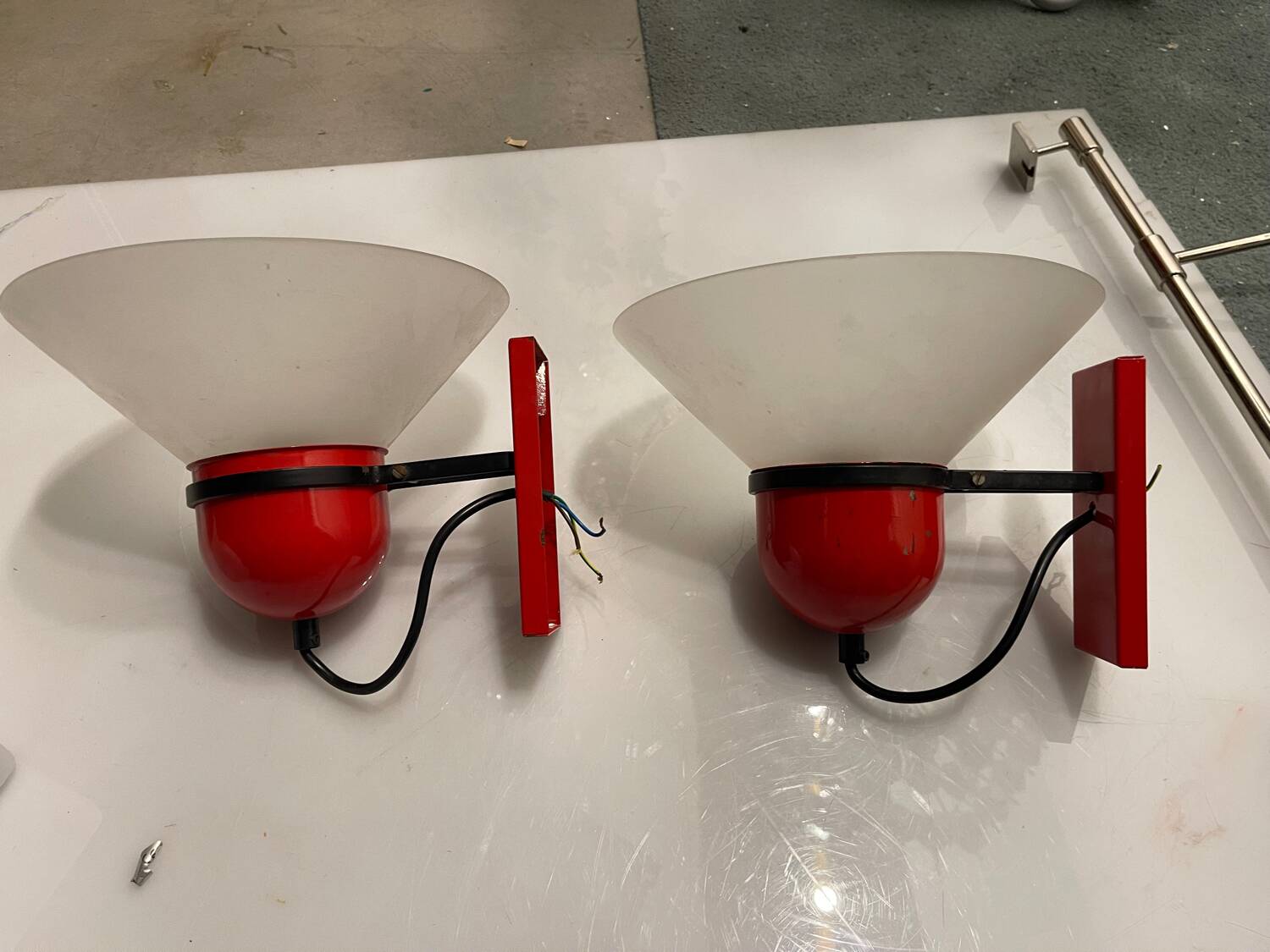 Industrial Red Sconces Set of 2 1970’s