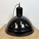 Industrial black enamel factory pendant lamp, 1950s
