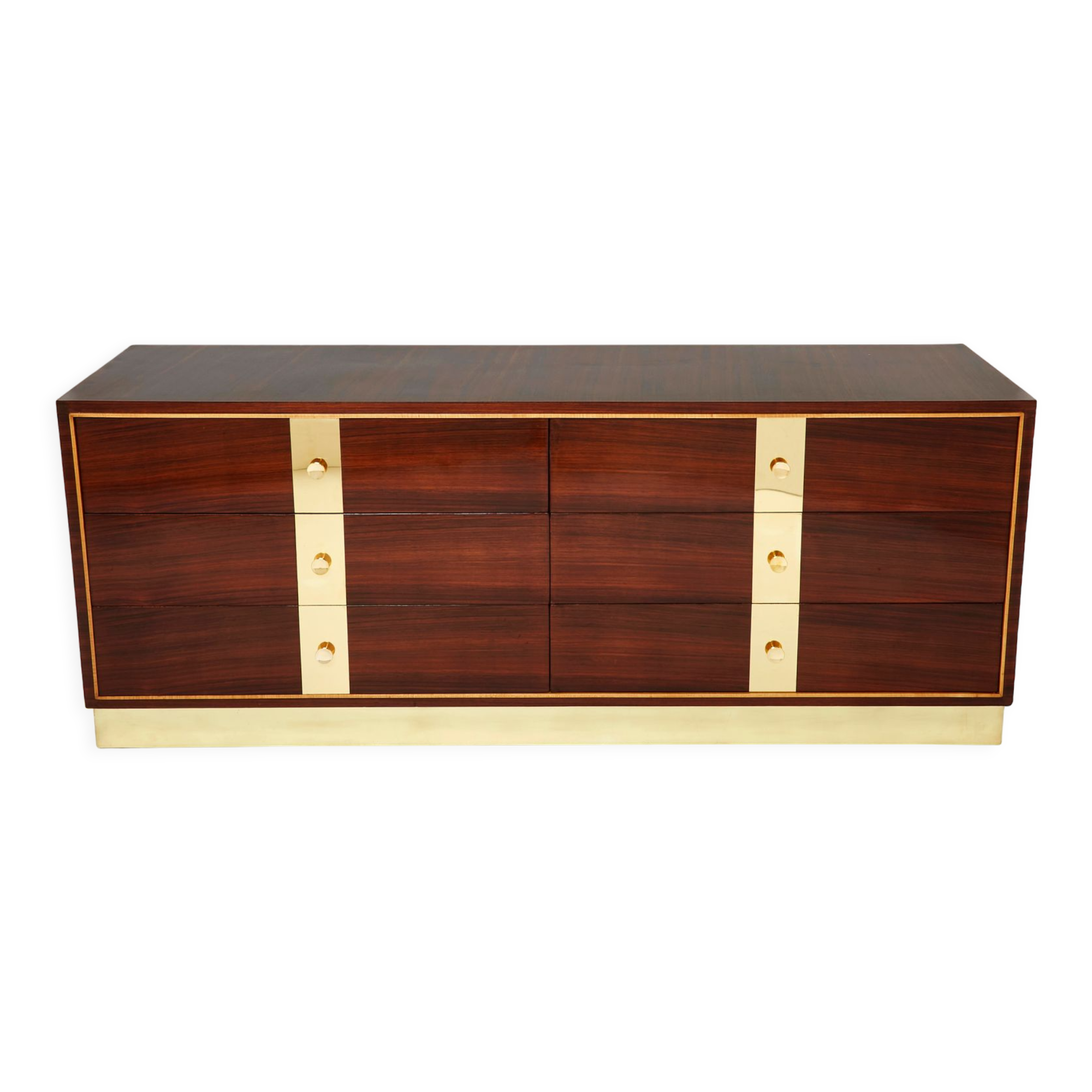 Italian chest of drawers in rosewood and brass ISA Bergamo 1950