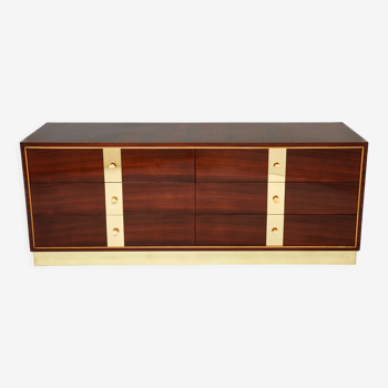 Italian chest of drawers in rosewood and brass ISA Bergamo 1950