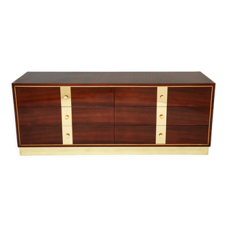 Italian chest of drawers in rosewood and brass ISA Bergamo 1950