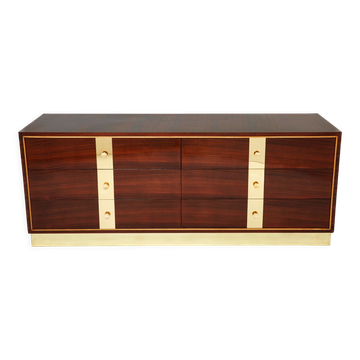 Commode Italienne en palissandre et laiton ISA Bergamo 1950