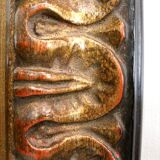 Gold-tinted wooden and stucco rectangular mirror - 1920