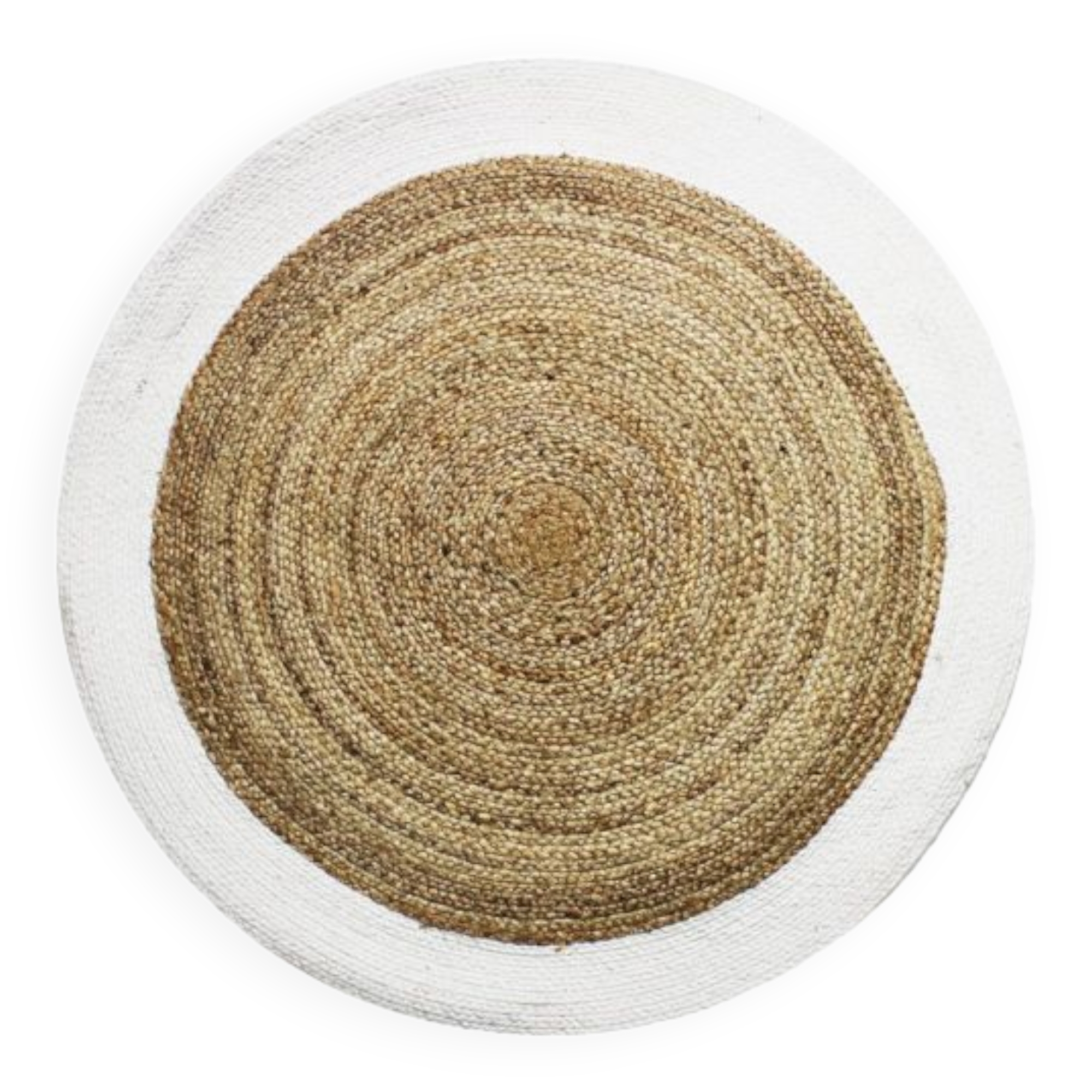 Round carpet in beige white jute 160 cm