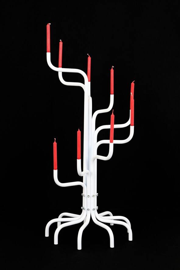 Grand candélabre David Klein-Saks / blanc / design postmoderne danois / années 1980