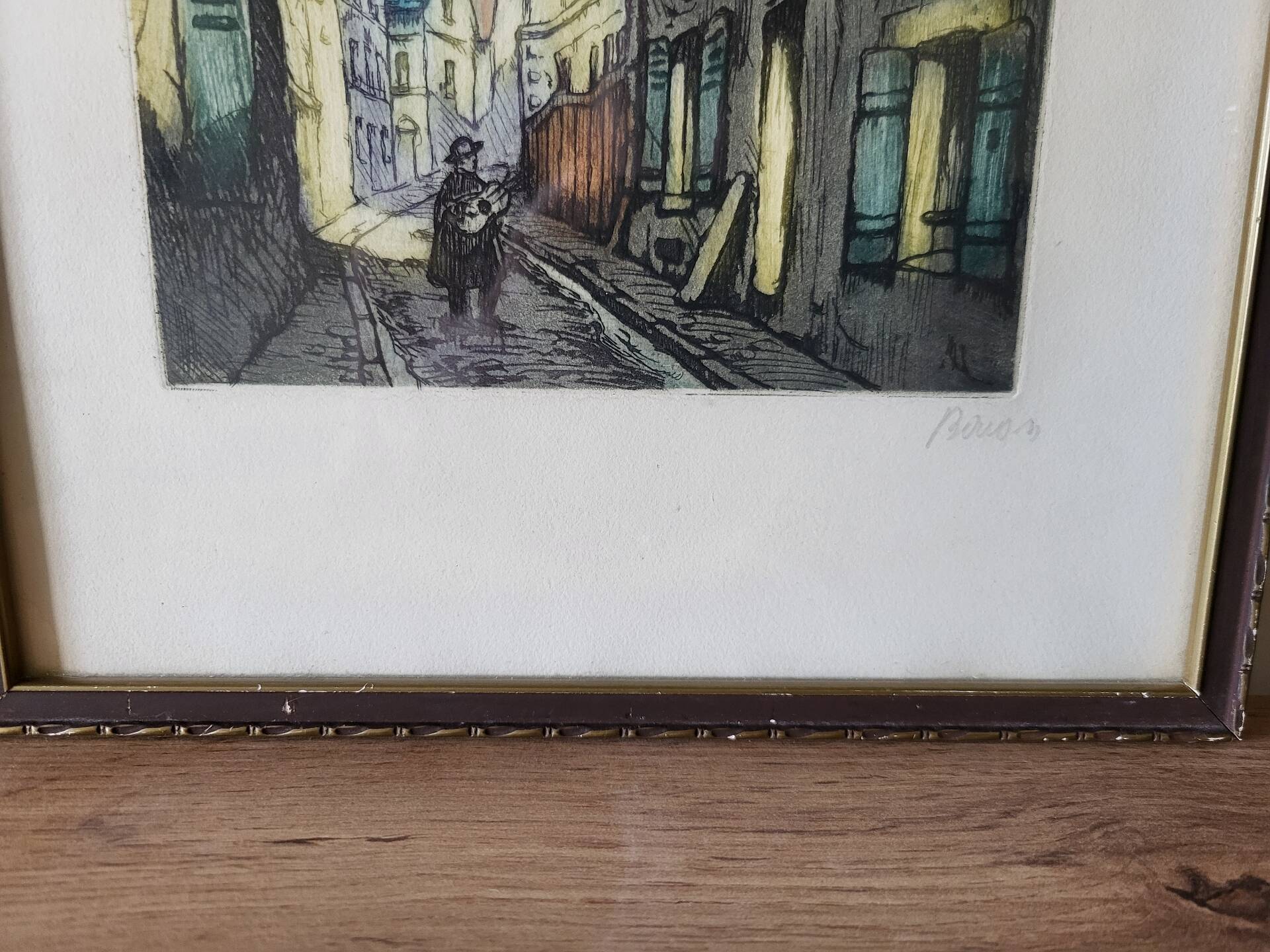 Lithograph Marcel Julien Baton/ Rue de Paris/ Sacré-Cœur /