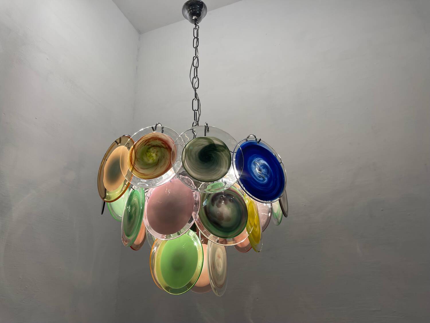 Multicolored Murano Glass Disc Chandelier, 1970s