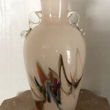 Sulfur glass vase with artistic polychrome inclusion 20.5 cm