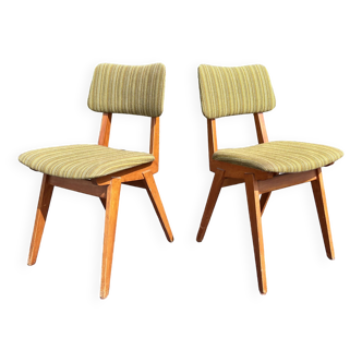 Pair of green chairs French modernism 1960