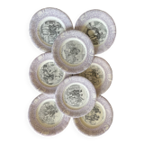 Set 8 Dessert plates Les Volontaires Faïence de Luneville