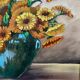 Huile « bouquet fleurs orange » encadrée