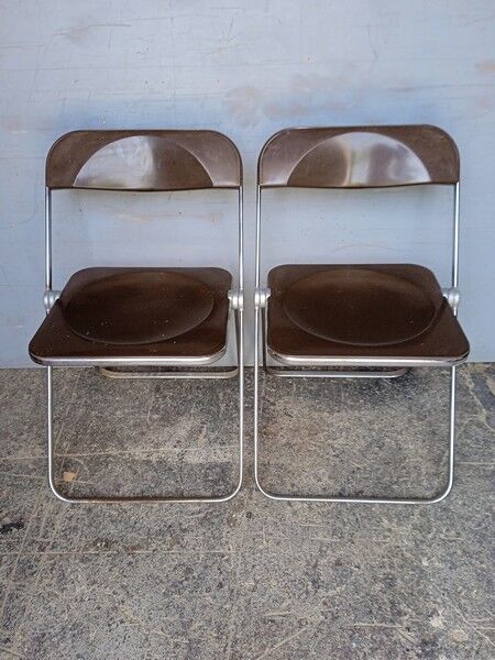 Pair 2 Piretti chairs / plia castelli signed