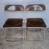 Pair 2 Piretti chairs / plia castelli signed