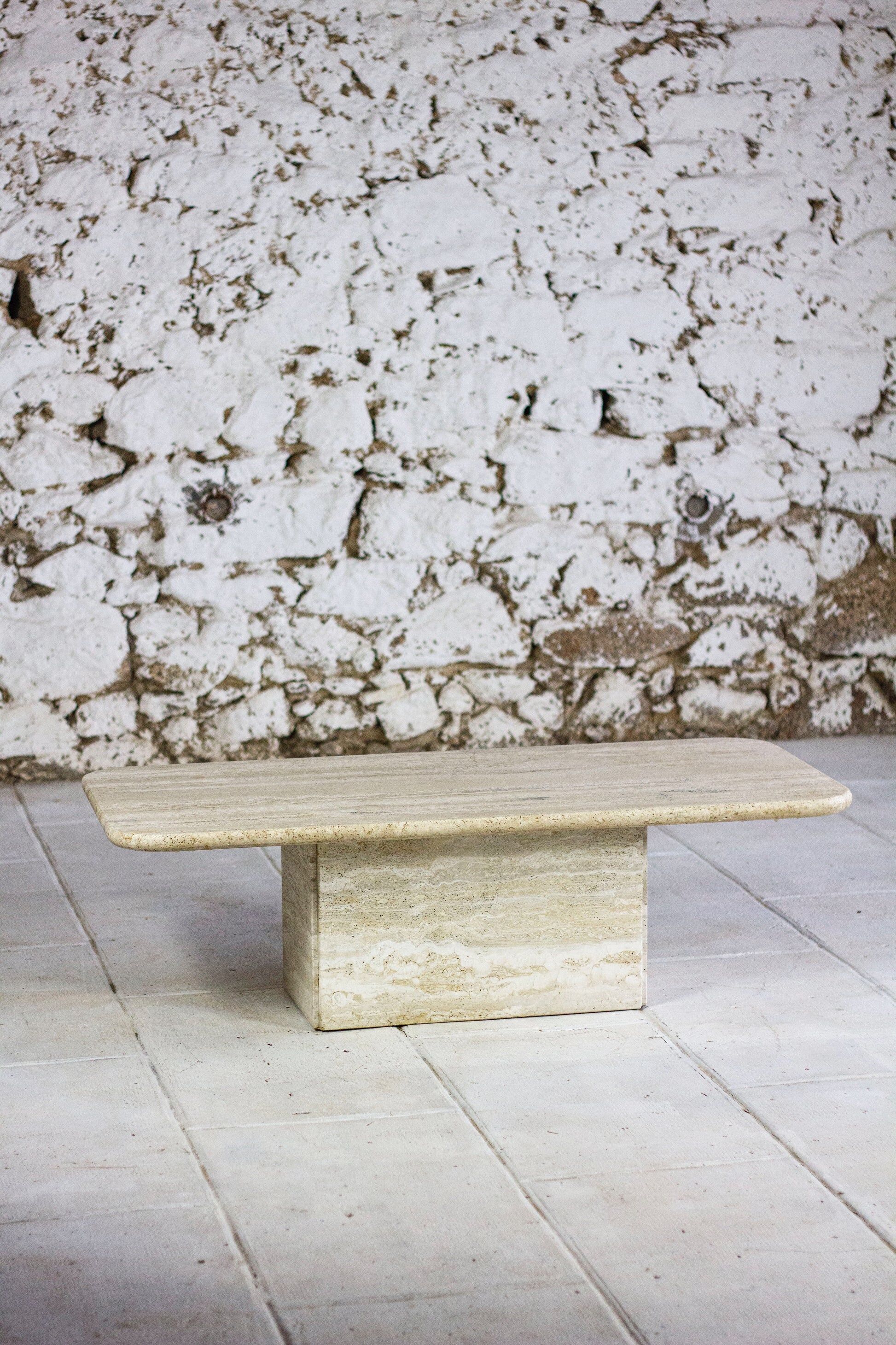 Italian travertine coffee table, 1980