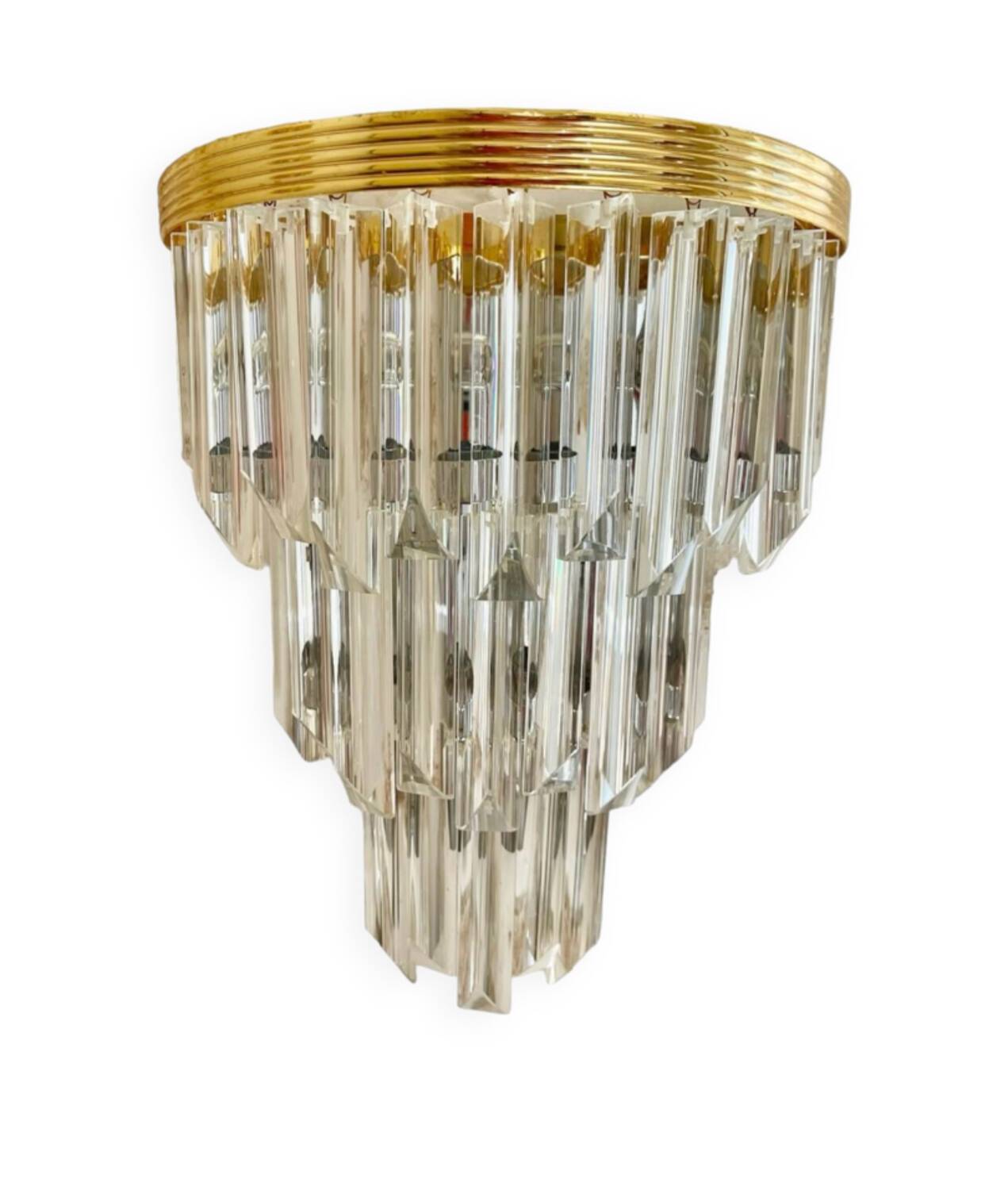Venini wall lamp in glass with gold and chrome structure, Italy 1980