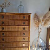 Rattan chest of drawers circa 1970, Dal Vera
