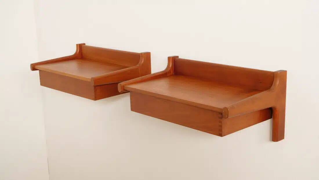 Set of Danish floating bedside tables | Teak | Vintage