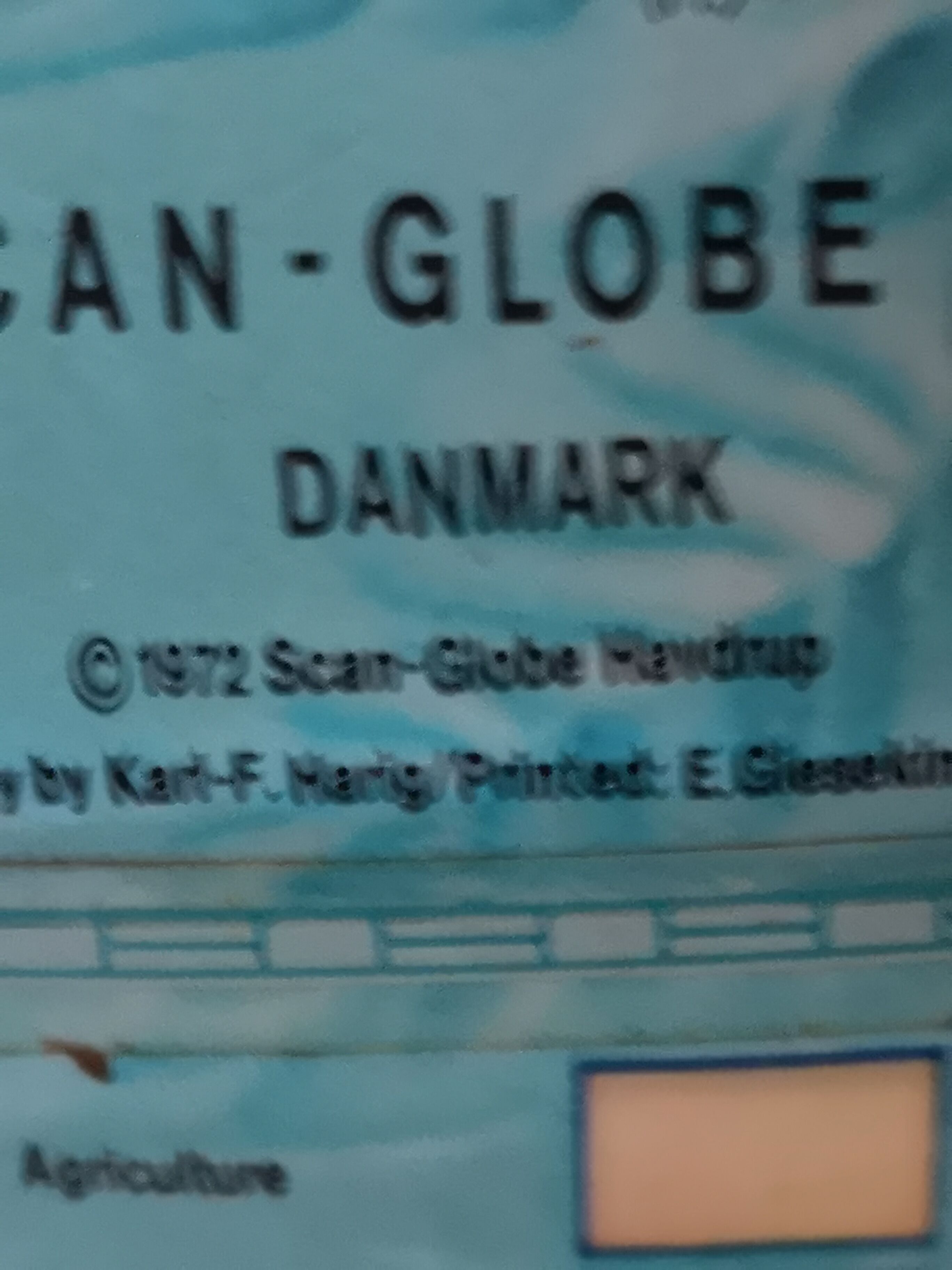 Earth globe map world vintage Denmark complete from 1972