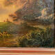 "Animated landscape at sunset", oil on canvas 19th century