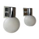 Pair of vintage opaline round wall lamps