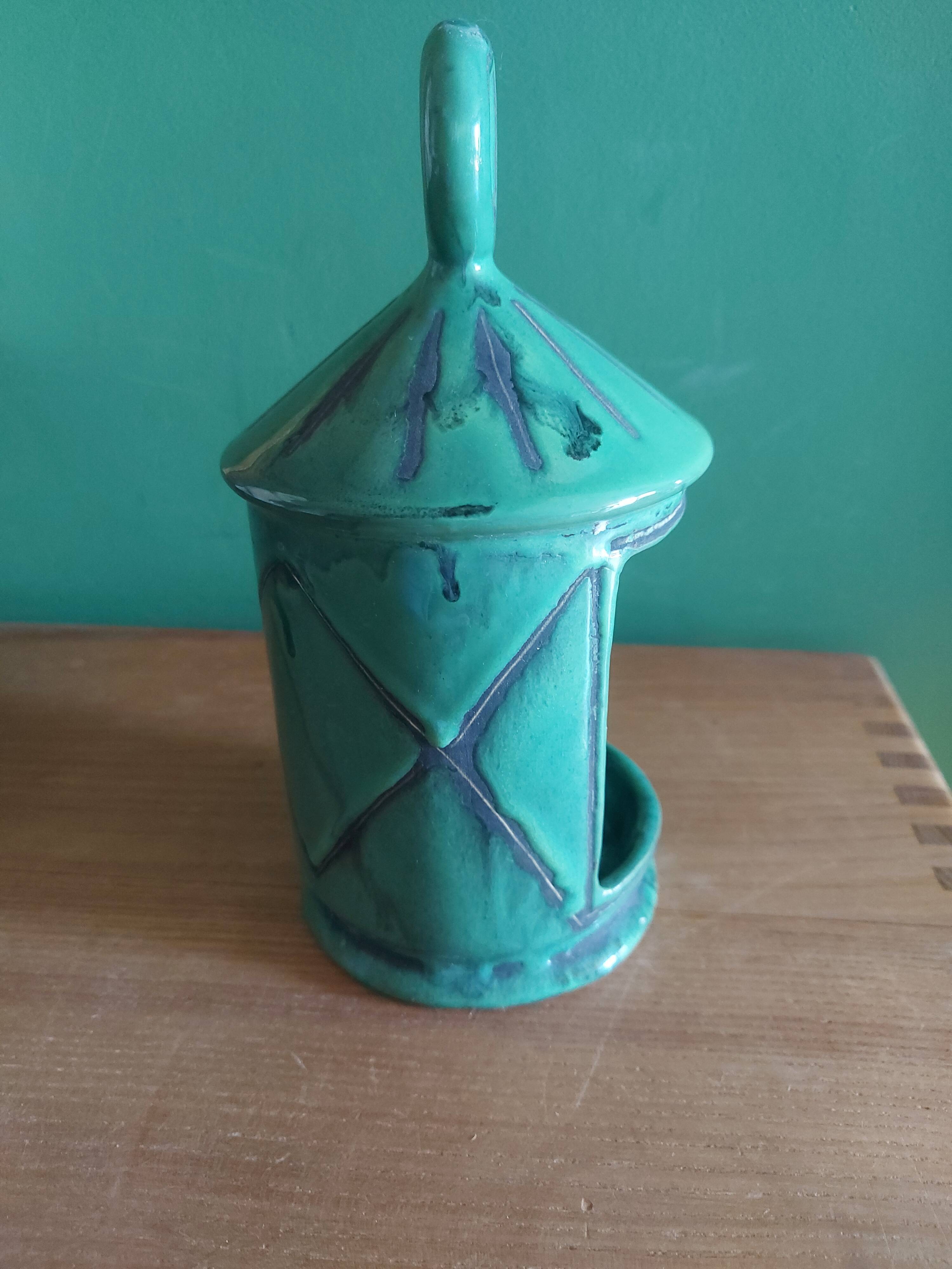 Candle holder in glazed ceramic 60s