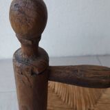 Children's wooden and straw chair