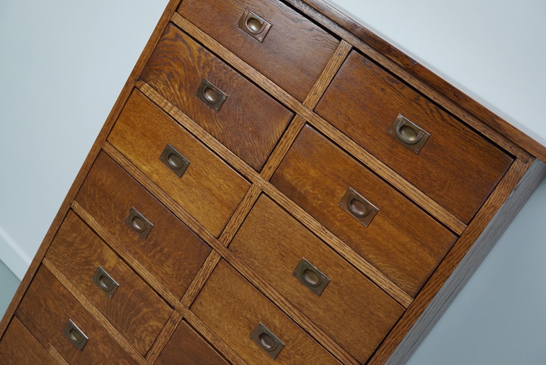 English Oak Apothecary / Filing Cabinet Campaign Style, 1930s